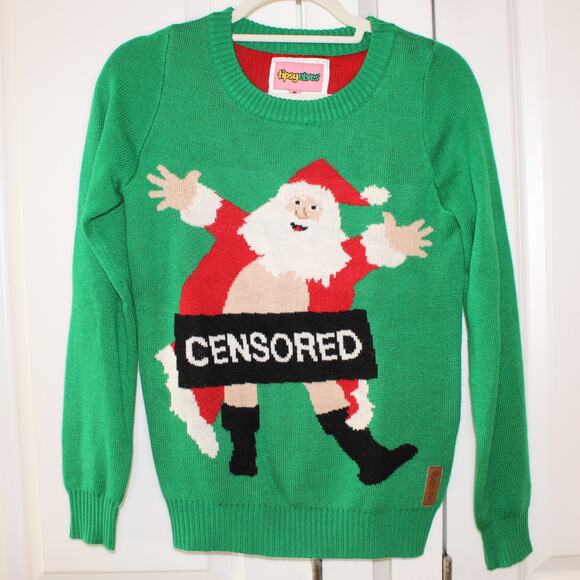 TIPSYELVES Censored Santa Ugly Christmas Sweater | Small - Picture 1 of 8